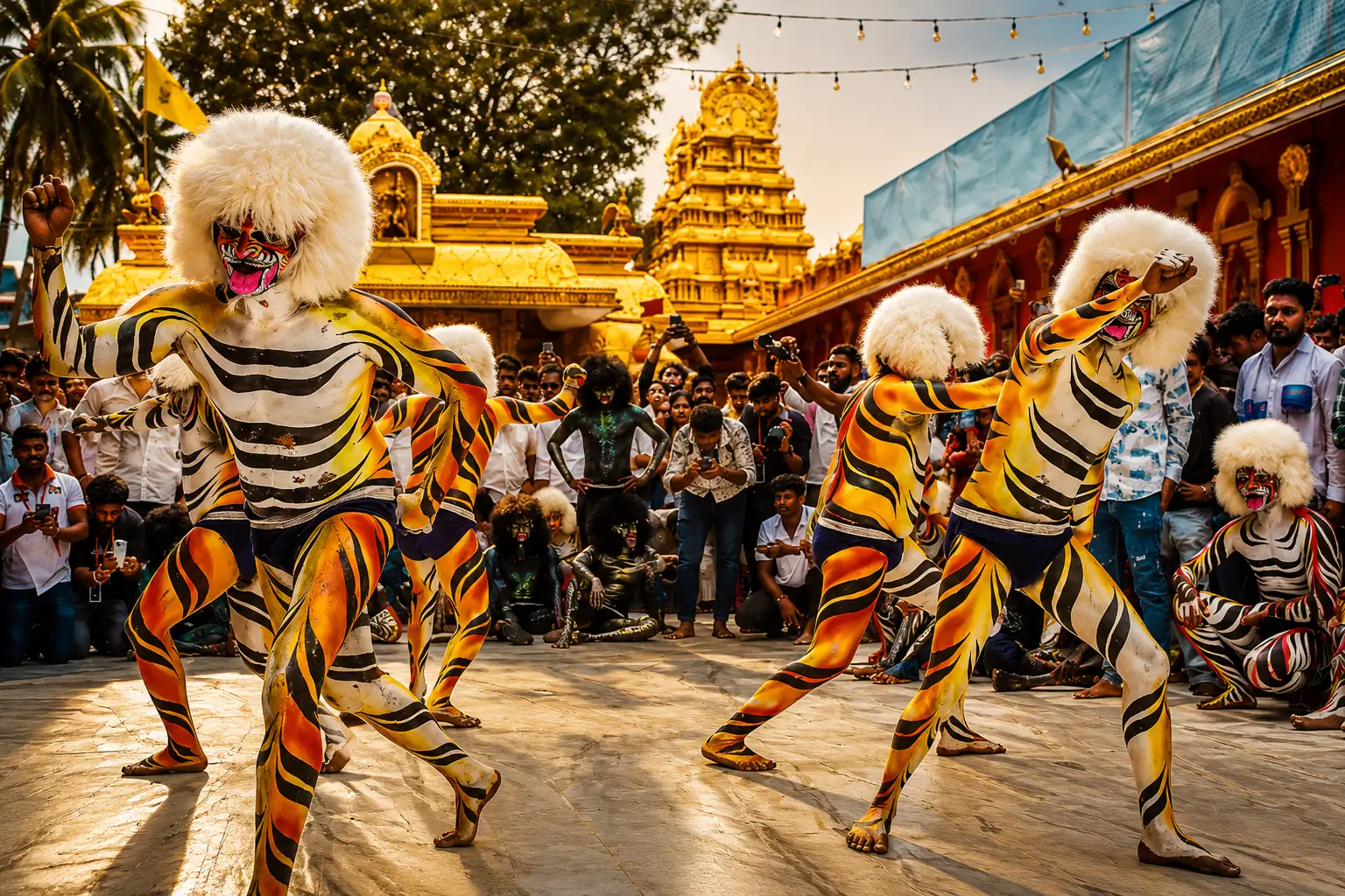 Hulivesha tiger dancer during
          festival